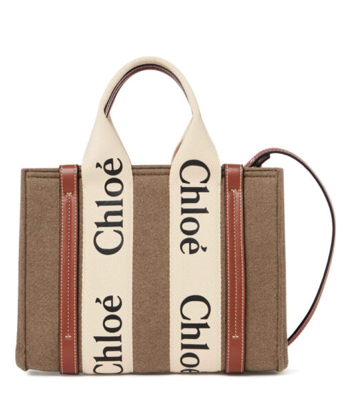 Chloe Small Woody Tote Bag With Strap Apricot
